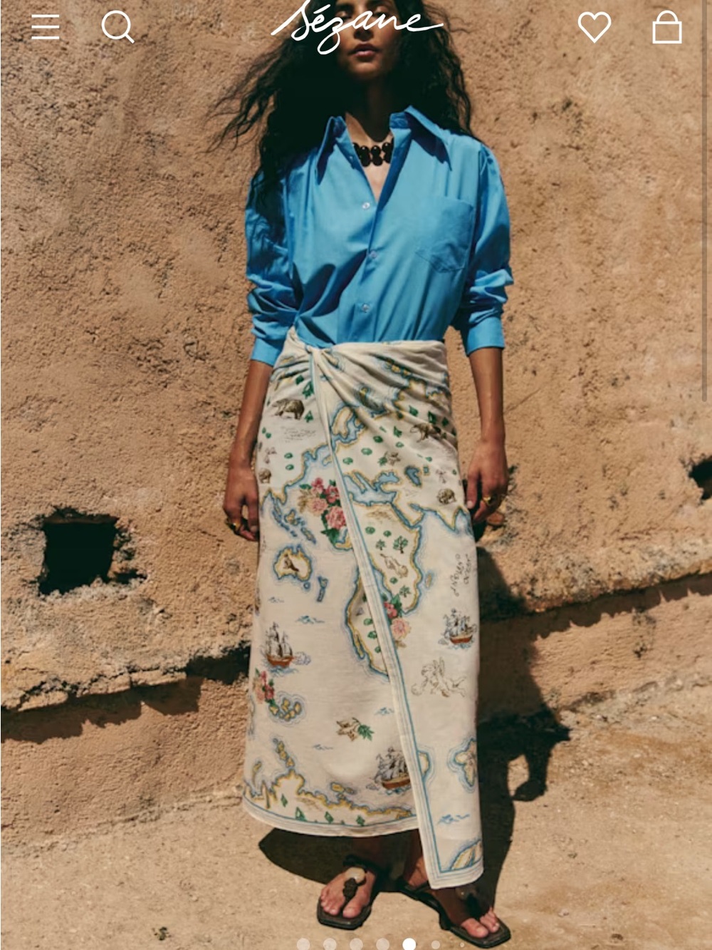 🌺PAYTON WRAP SKIRT - SÉZANE X INOUI EDITIONS Floral & Map Print Wrap Skirt